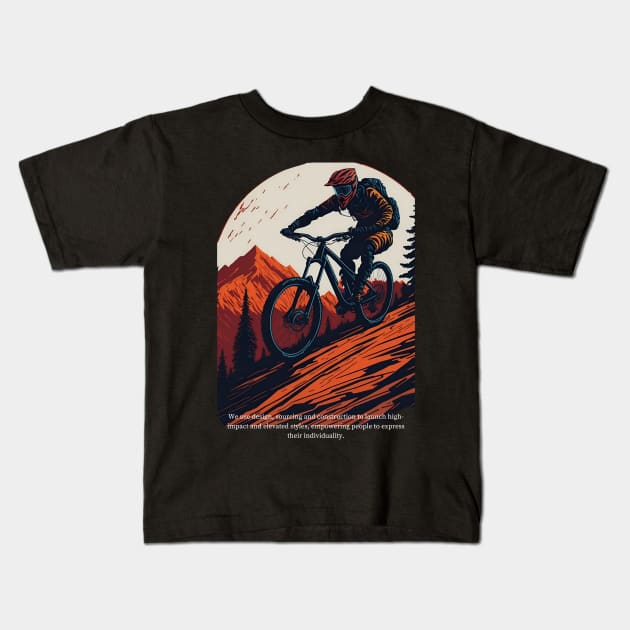 Downhill bike Kids T-Shirt by D.W.P Apparel